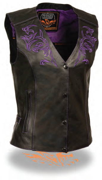 ML1296 Women’s Vest W/ Reflective Tribal Design & Piping - Click Image to Close