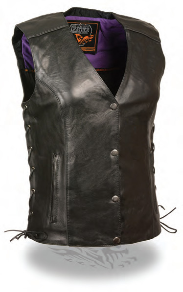 MLL4505 Women’s Zipper Front Vest W/ Studding Detail