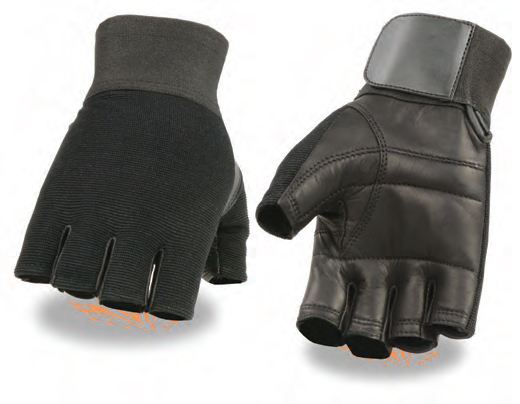 SH184 Men’s Leather & Spandex Fingerless Mechanics Glove