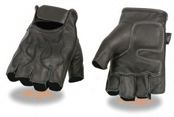 SH198 Men Premium Leather Fingerless Gloves