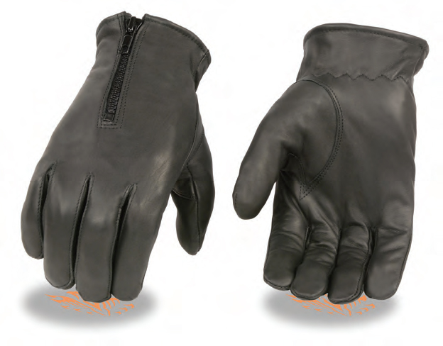 SH226TH Men’s Lined Leather Black Driving Gloves W/Zipper