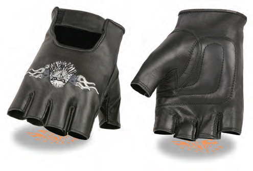 SH352 Men Premium Leather Eagle Head Fingerless Gloves - Click Image to Close