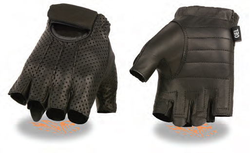 SH357 Men Premium Leather Perforated Fingerless Gloves - Click Image to Close