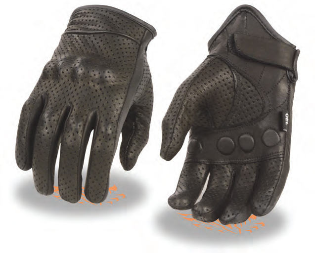 SH810 Men’s Premium Leather Perforated Riding Glove W/ Gel Palm