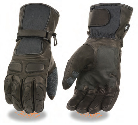 SH814 Men’s Textile/Leather Combo Waterproof Gauntlet Gloves - Click Image to Close