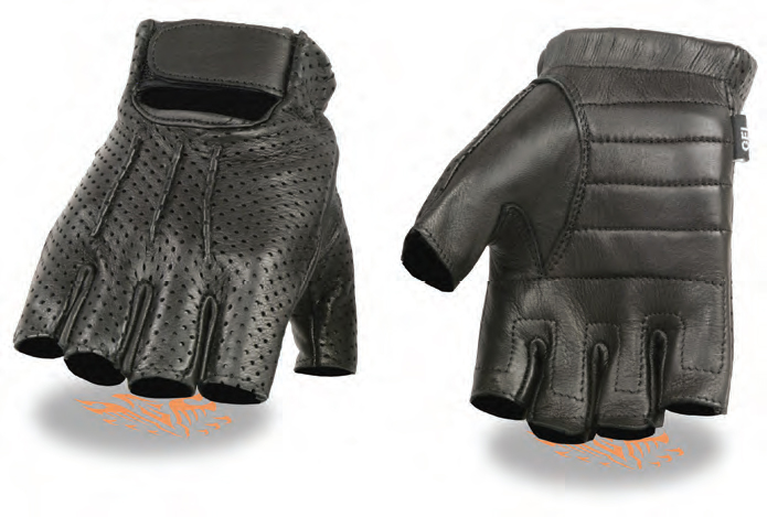 SH877 Men’s Deerskin Fingerless Perforated Gloves W/ Gel Palm - Click Image to Close