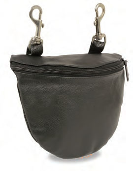 SH197 Leather Zipper Closure Belt Bag W/ Belt Clasps