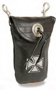 SH506EC Leather Belt Bag W/ Belt Hangers Iron Cross Emblem - Click Image to Close