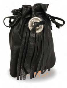 SH550 Leather Sack with Tie Top Closure & Braids - Click Image to Close