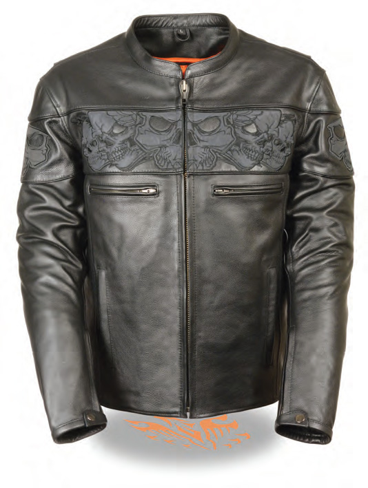 MLM1500 Men's Crossover Scooter Jacket w/ Reflective Skulls - Click Image to Close