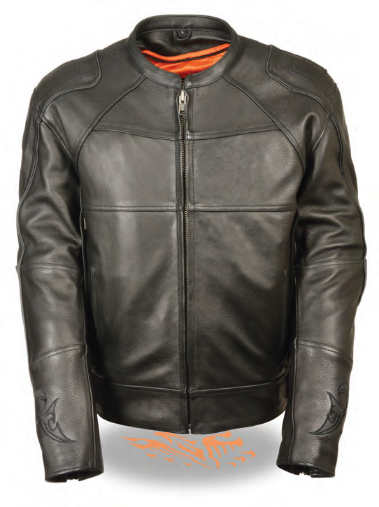 MLM1510 Men's Updated Scooter Jacket w/ Reflective Skull & Flam - Click Image to Close