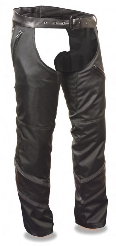 MPM5705 Men’s Vented Textile Chap W/ Leather Trim And Snap-Out L