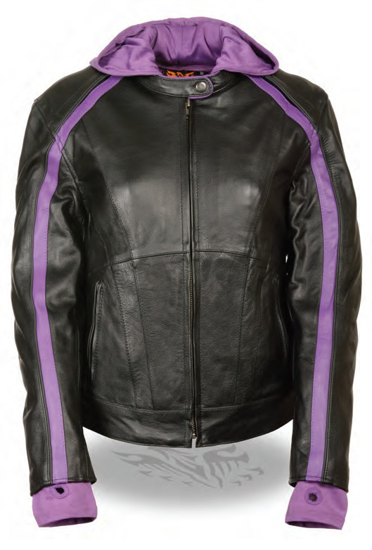 SH1951 Women’s Striped Scooter Jacket W/ Removable Hoodie - Click Image to Close