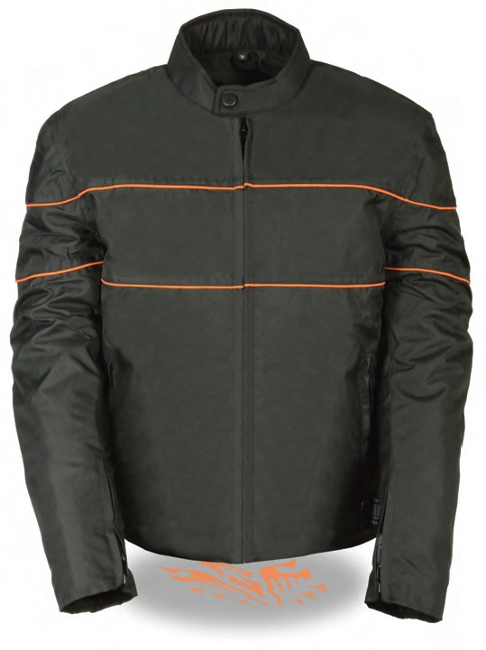 SH2285 Men’s Scooter Style Textile Jacket W/ Orange Stripes