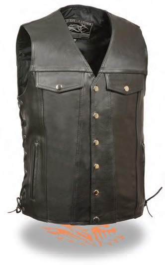 EL5360 Men’s Side Lace Vest W/ Denim Style Pockets - Click Image to Close