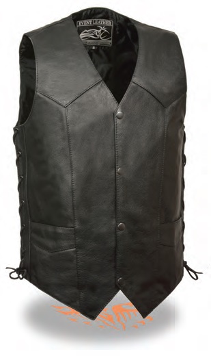 EL5397 Men’s Side Lace Biker Vest W/ Gun Pocket