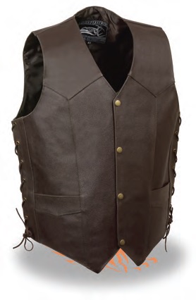 ELM3935 Men’s Side Lace Leather Vest W/ Indian Head