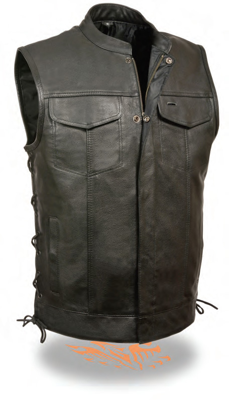 LKM3712 Men’s Side Lace Snap/Zip Front Club Style Vest - Click Image to Close