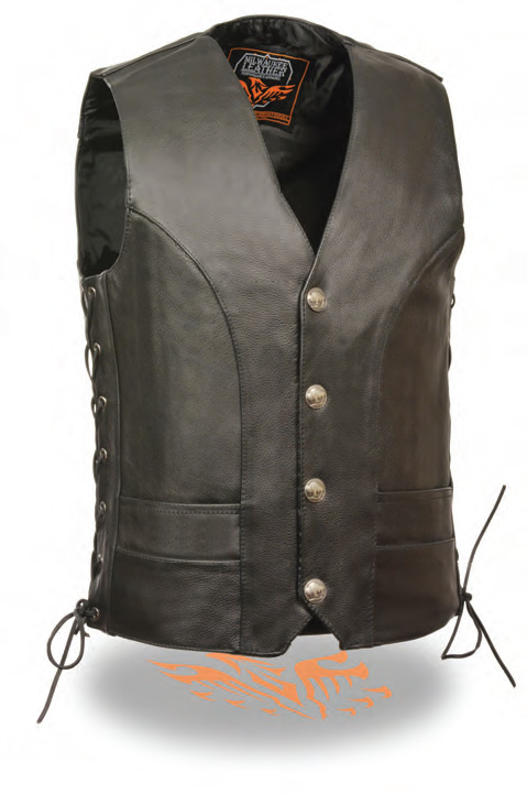 ML1369 Men’s Premium Side Lace Vest W/ Buffalo Snaps - Click Image to Close