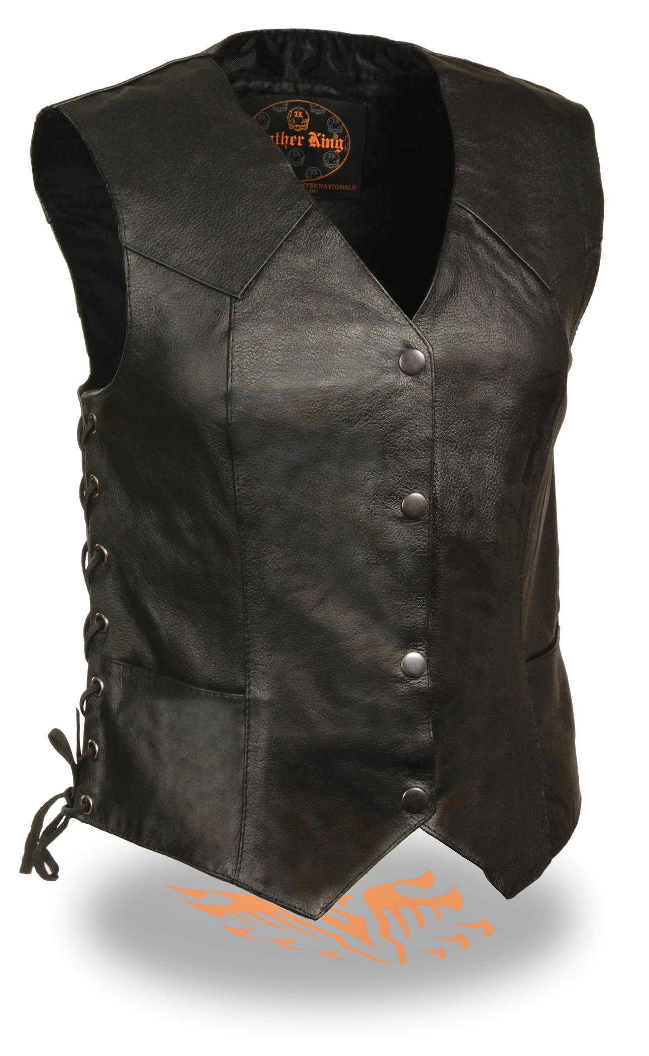 SH1227L Women’s Classic Side Lace Four Snap Vest - Click Image to Close