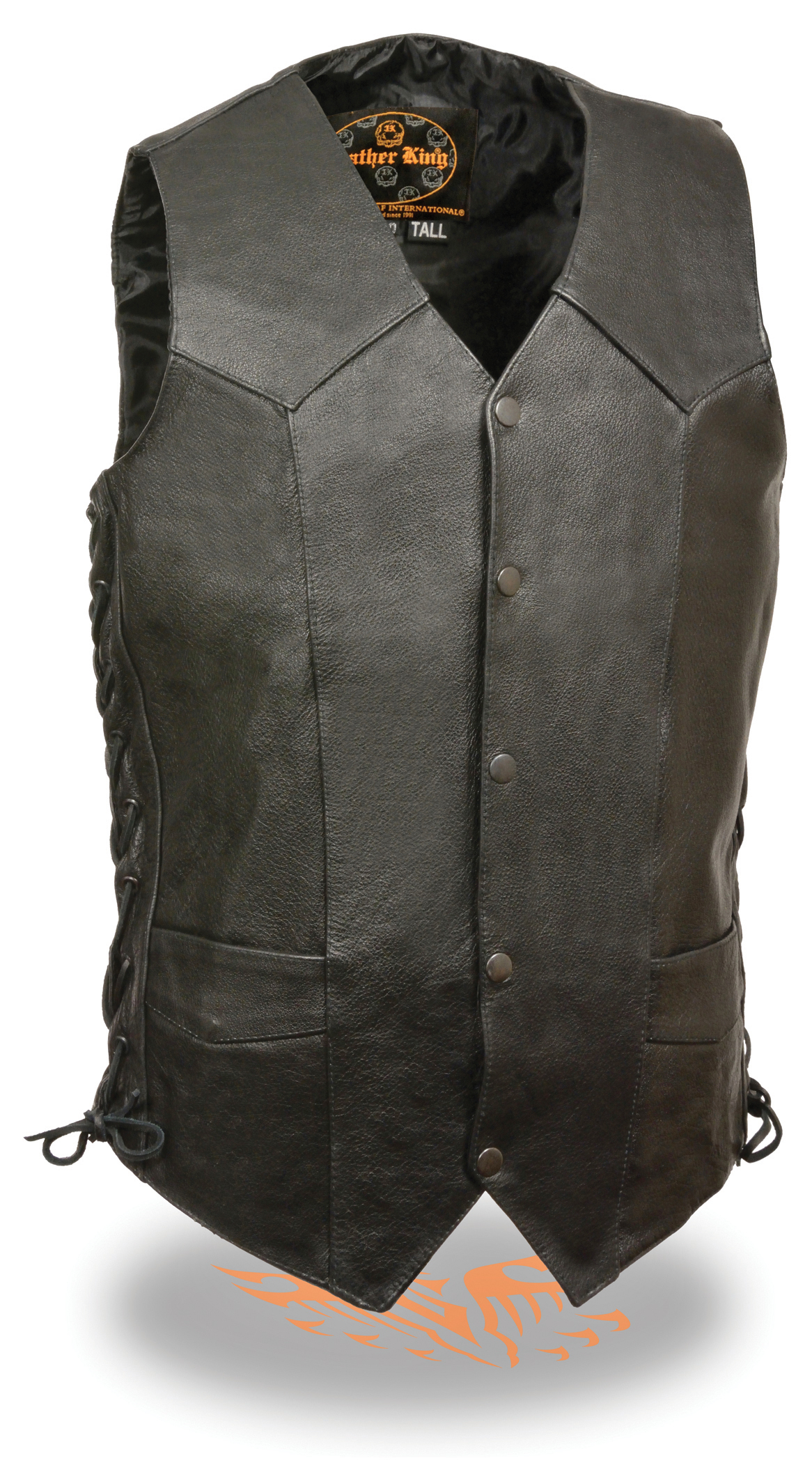 SH1315TALL Men’s Classic Side Lace Biker Vest - Tall