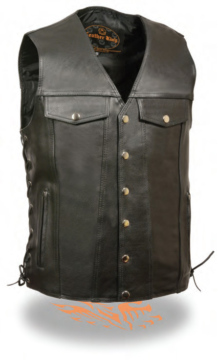 SH1360 Men’s Denim Pocket Side Lace Vest - Click Image to Close