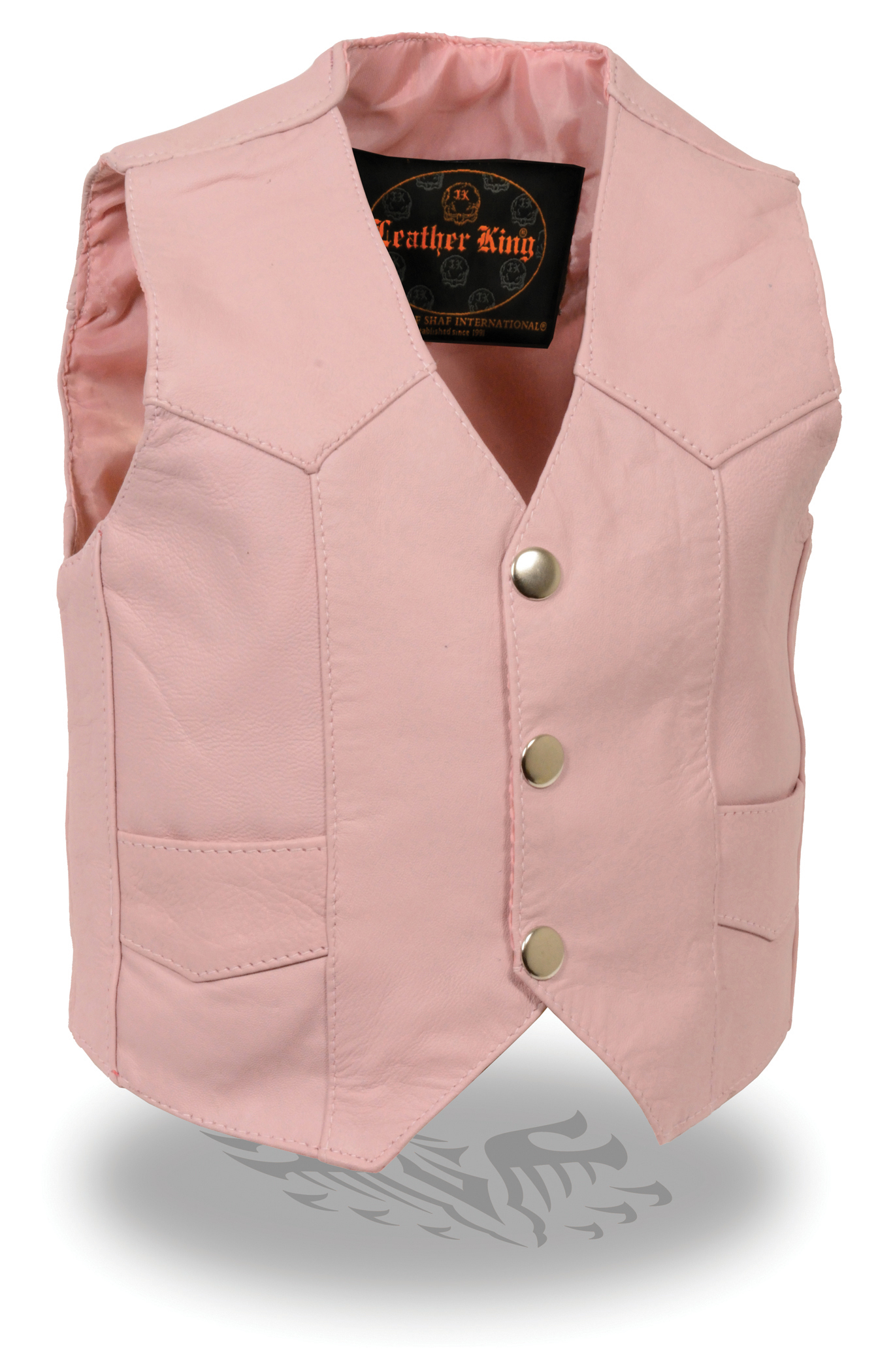 SH2011PNK Kid’s Pink Basic Three Snap Vest - Click Image to Close