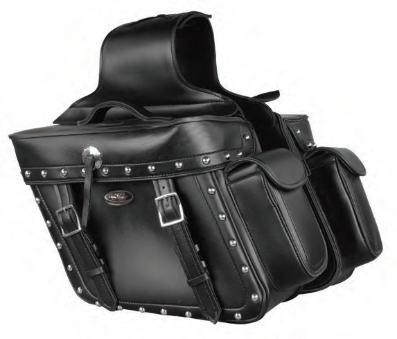 MP8310 Zip-Off PVC Studded Throw Over Saddle Bag W/Side Pockets