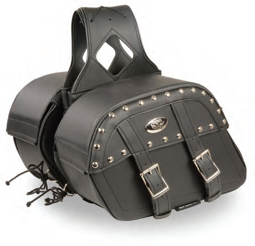 MP8330 Medium Zip-Off PVC Studded Throw Over Saddle Bag - Click Image to Close