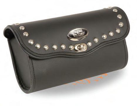 SH493 Large PVC Studded Windshield Bag with Turn Clasp - Click Image to Close