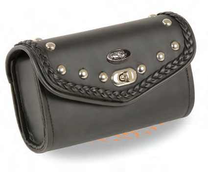 SH49908 Small Studded + Braided PVC Windshield Bag - Click Image to Close