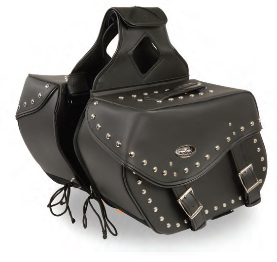 SH553 Large Zip-Off PVC Studded Throw Over Saddle Bag