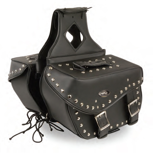 SH55301 Medium Zip-Off PVC Studded Throw Over Saddle Bag - Click Image to Close