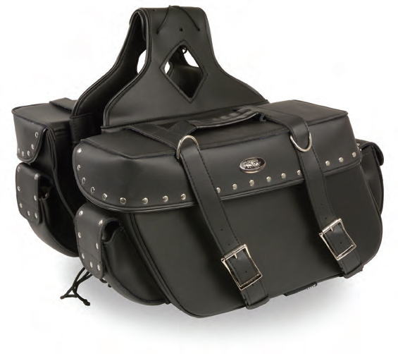 SH574 Large Zip-Off PVC Throw-Over Rivetted Saddle Bag