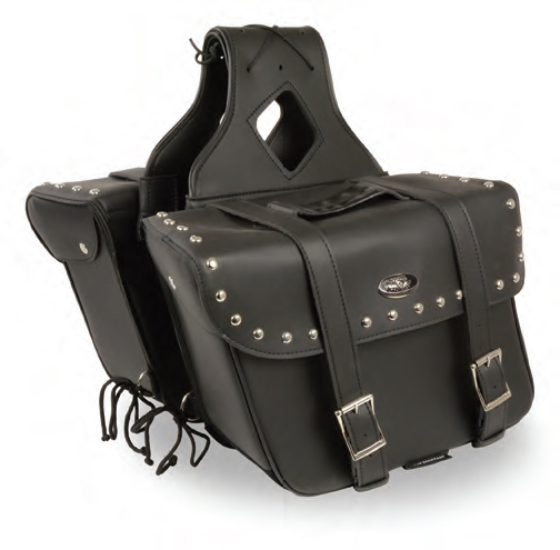 SH579 Large Zip-Off PVC Slanted Throw-Over Studded Saddle Bag - Click Image to Close