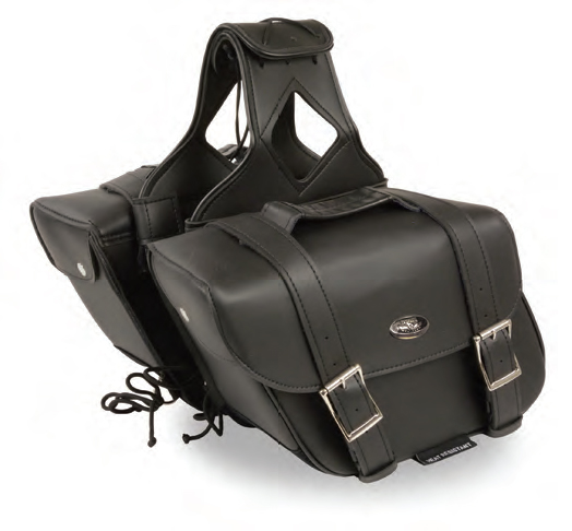 SH58001 Med Zip-Off PVC Slanted Throw-Over Saddle Bag