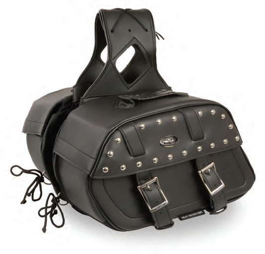 SH61101 Zip-Off PVC Studded Throw-Over Rounded Saddle Bag - Click Image to Close