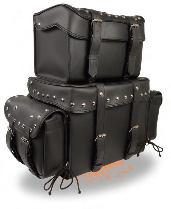 SH650 Large Four Piece PVC Touring Pack W/ Studs - Click Image to Close