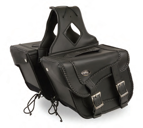 SH663 Medium Braided Zip-Off 2 Buckle Throw Over Saddle Bag