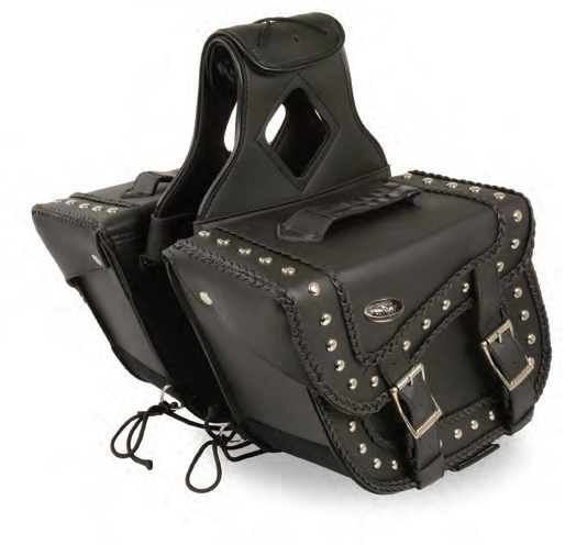 SH66301 Medium Braided Zip-Off Throw Over Saddle Bag w/ Studs