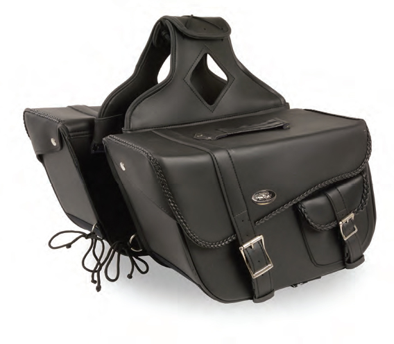 SH665 Large Braided Zip-Off PVC Throw-Over Saddle Bag