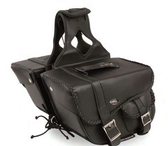 SH66501 Med Braided Zip-Off PVC Throw-Over Saddle Bag