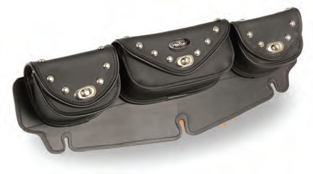 SH671 Large Studded 3 Pocket Windshield Mount Bag W/ Turn Clasps